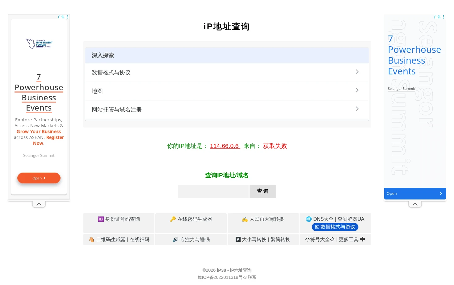 iP38 iP地址查询 页面快照